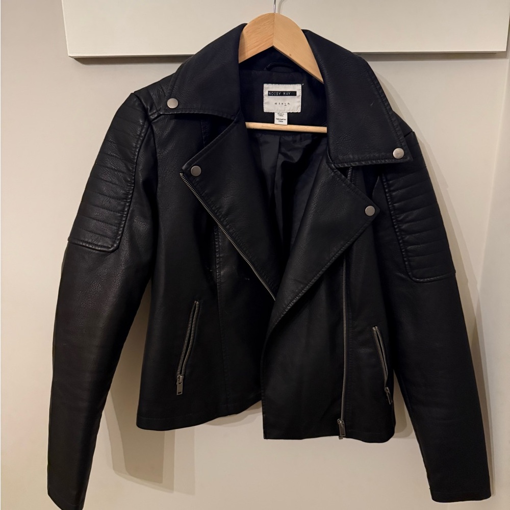 Noisy may Black Leather Biker Jacket